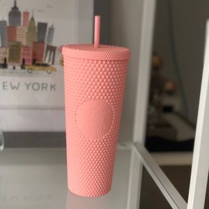 Starbucks studded pink matte cup